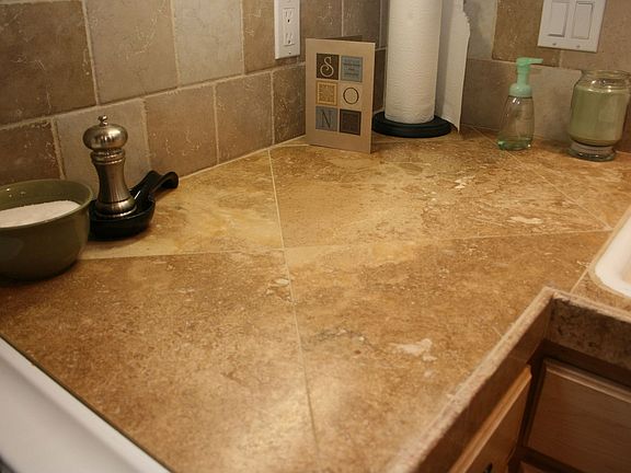 Travertine tile countertops