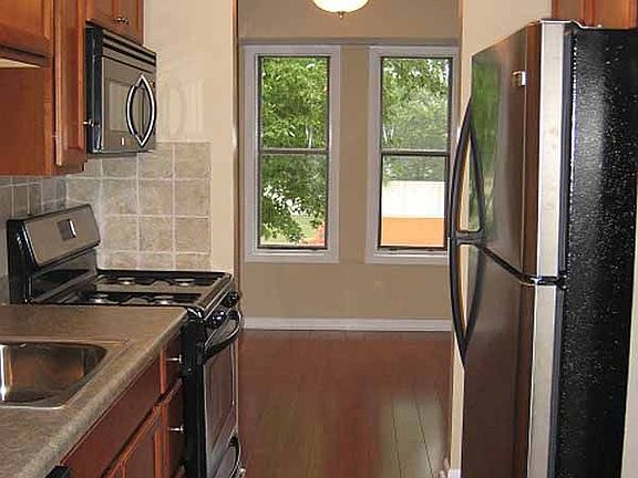 View of kitchen into hallway