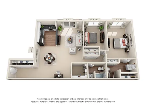 Floor plan 2-Bedroom 2-Bathroom | 1,352 sqft