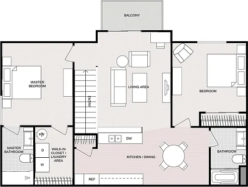 Floor plan 2 Bedroom 2 Bathroom Split