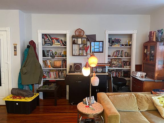 built in shelves in living room