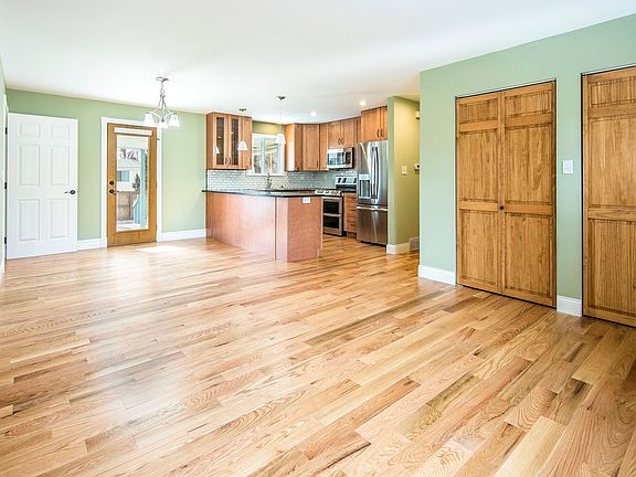 Open living, dining, kitchen