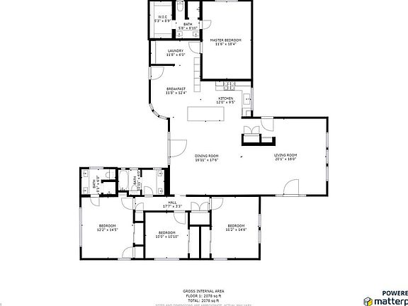 Example floor plan. Living and Dining Rooms can be flexible due to open floor plan