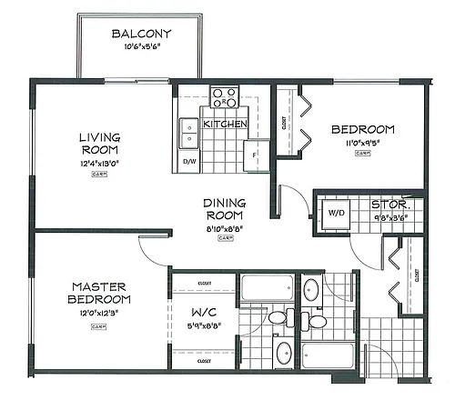 Floor plan 2 Bed 2 Bath E