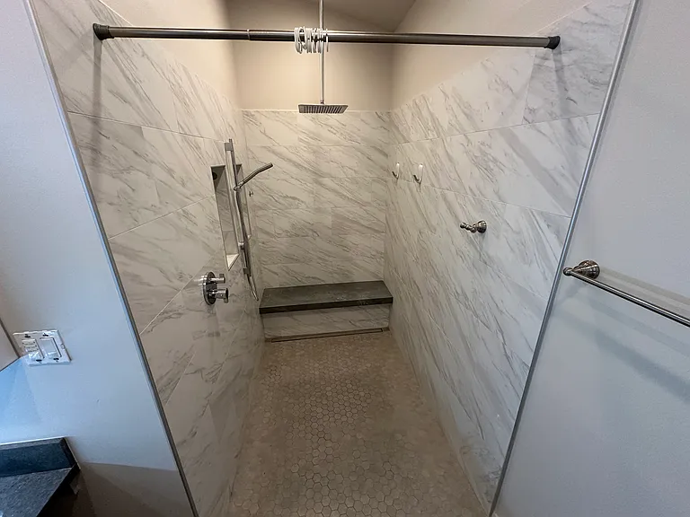 Hall bathroom walk in shower