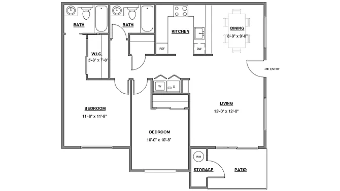 Floor plan 2 Bed 2 Bath