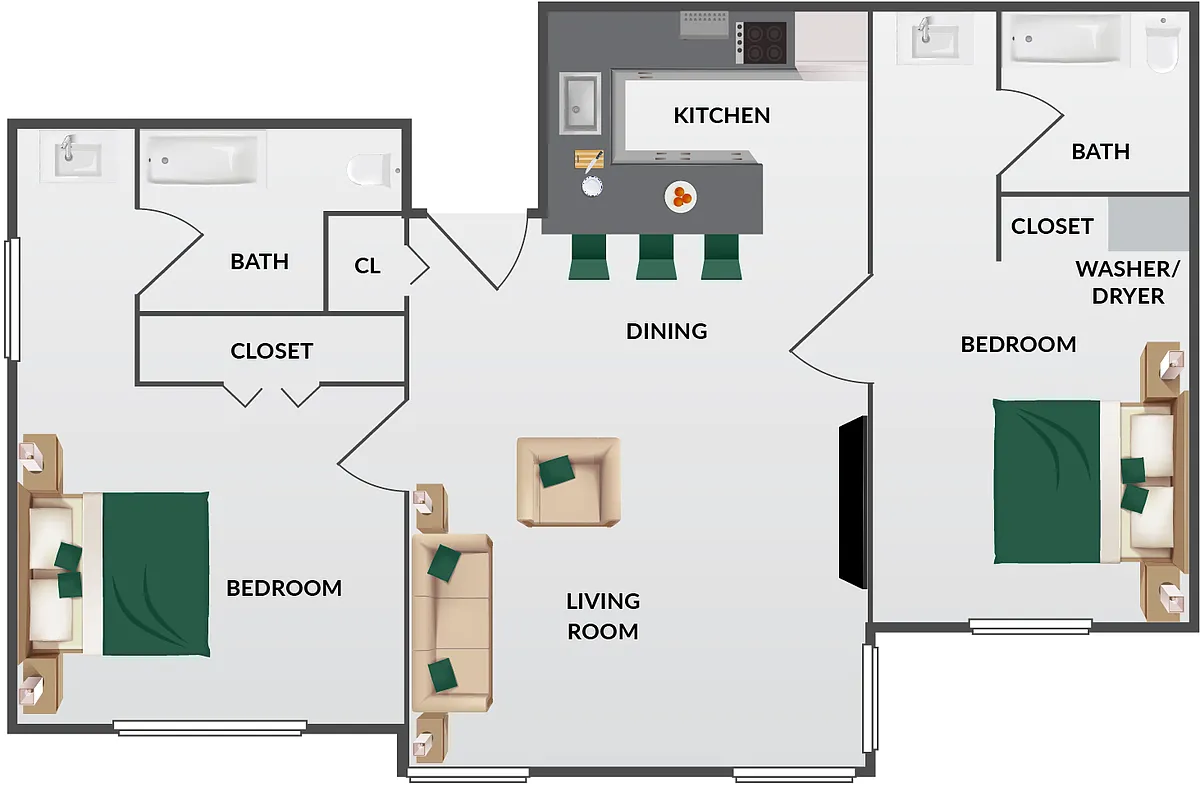 Floor plan Two Bedroom
