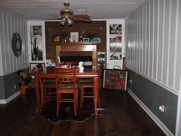 Dining area with fireplace