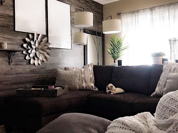 Living room has accent wall