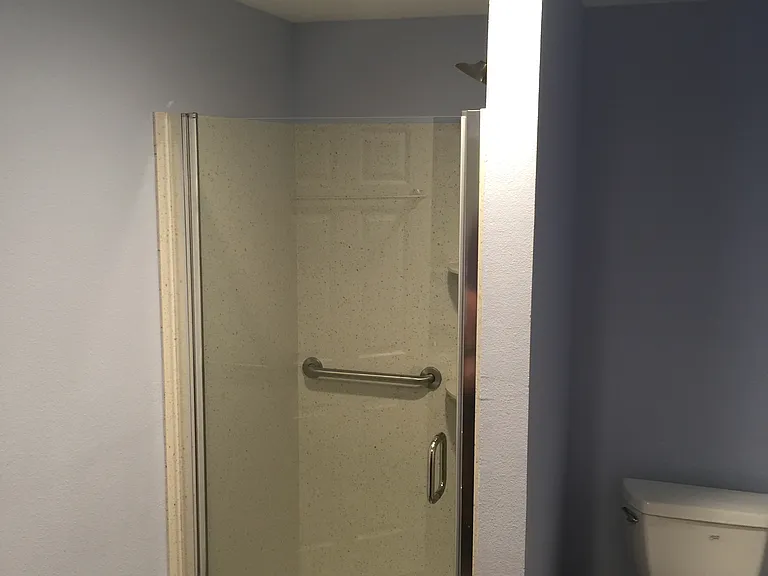 Bathroom 1 - shower with frameless glass door.