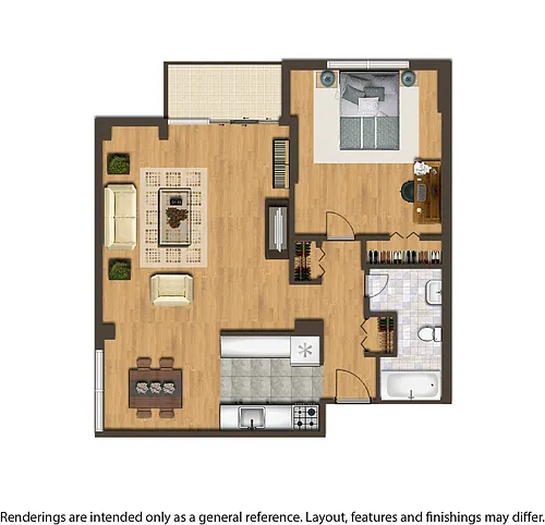 Floor plan 1 Bedroom B