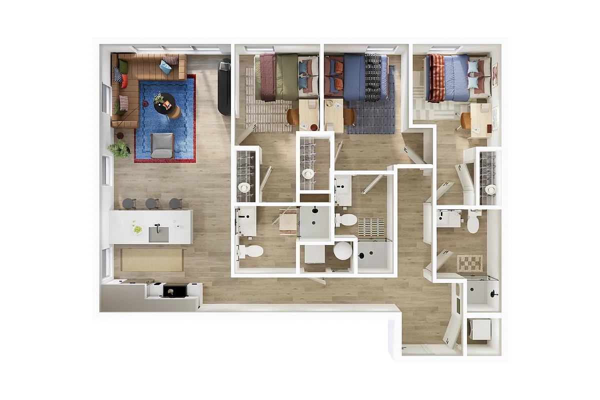 Floor plan 3BR/3BA - D5