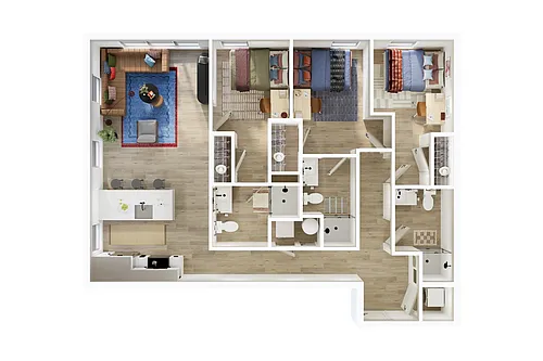 Floor plan 3BR/3BA - D5