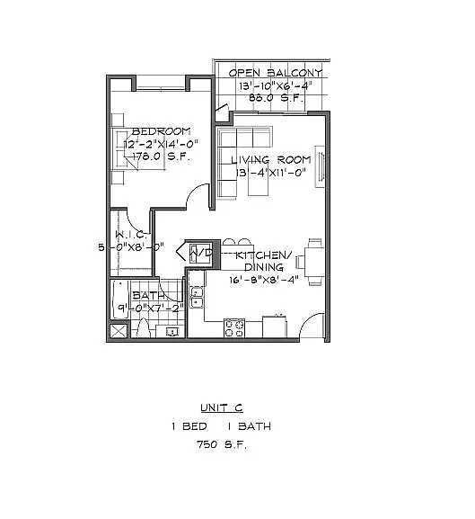 Floor plan C - 1B 1B