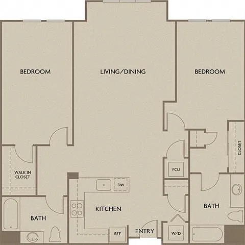 Floor plan Two Bedroom Two Bath (Urban Flats)