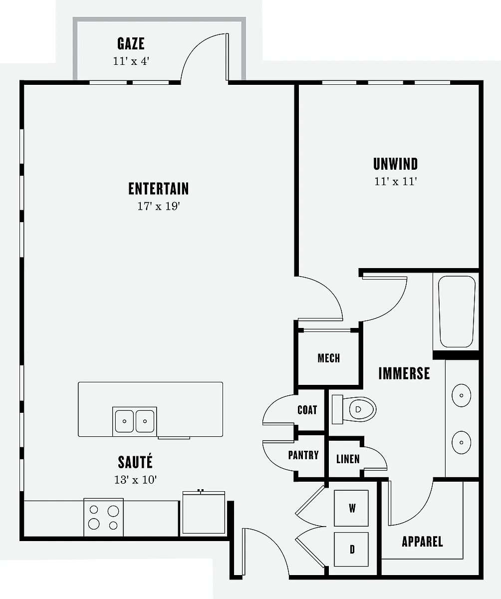 Floor plan One Bedroom One Bath