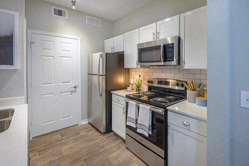 Kitchen with stainless steel appliances