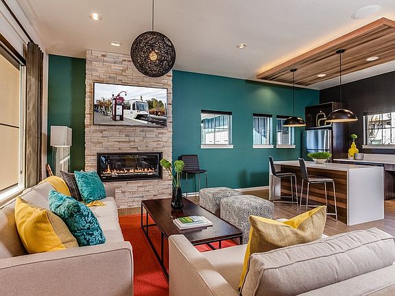 Resident clubhouse features a full kitchen and lounge area