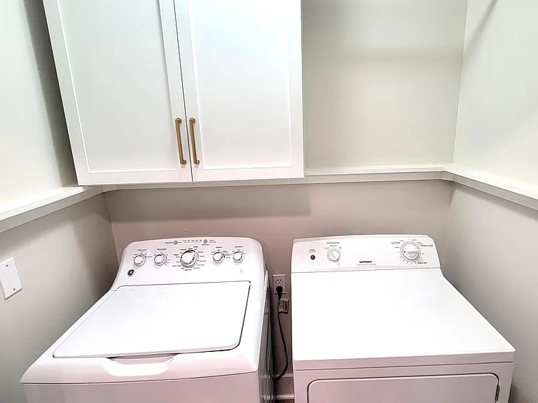 Washer, Dryer, Storage & Hanging Rod