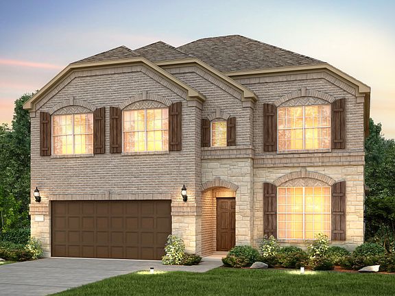 The Caldwell, a two-story home with 2-car cedar garage, shown as Home Exterior C
