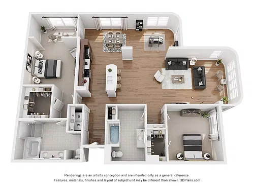 Floor plan 2x2B4-2 w/sitting area (C1-2)