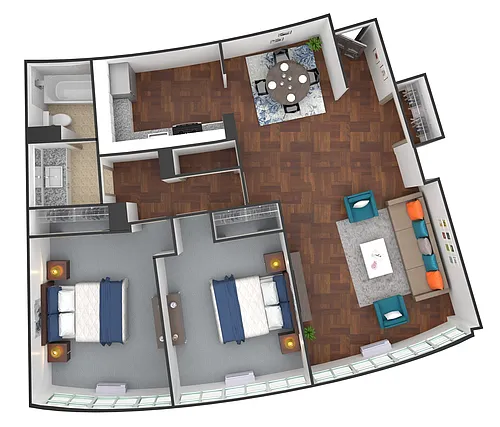 Floor plan H06 - 2 Bedroom / 1 Bathroom