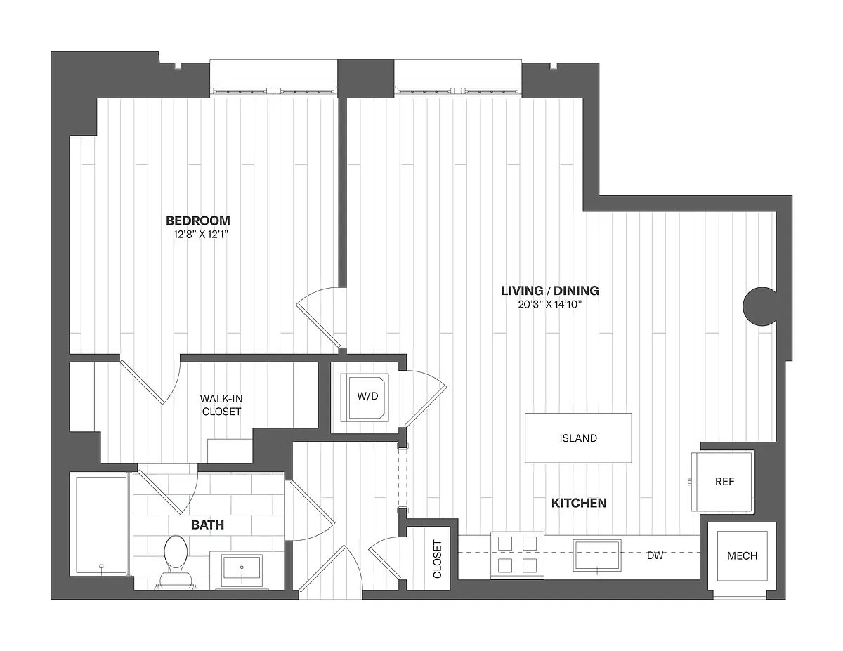Floor plan 1G1 - 1 Bed/1 Bath