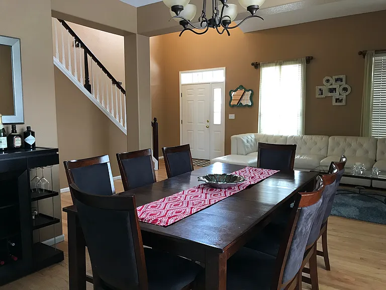 Dining room before new paint and with furniture