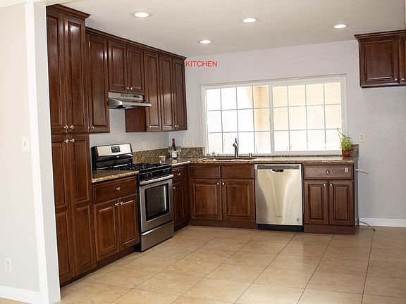 Kitchen overlooking the view of the court yard