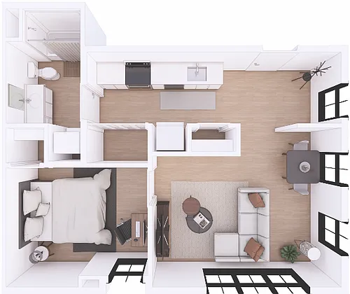 Floor plan 1 Bedroom - Current