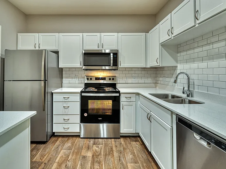 Fully Equipped Kitchen with Stainless Steel Appliances Dishwasher and Garbage Disposal