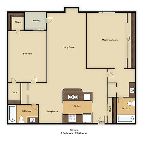 Floor plan 2 BED 2 BATH