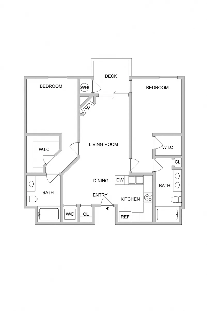 Floor plan Plan E - 2 bed 2 bath 1086