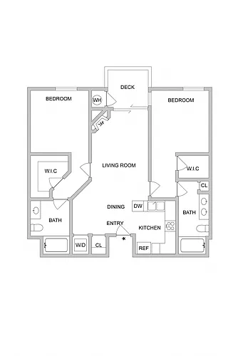 Floor plan Plan E - 2 bed 2 bath 1086