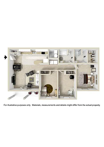 Floor plan Two Bedroom Den