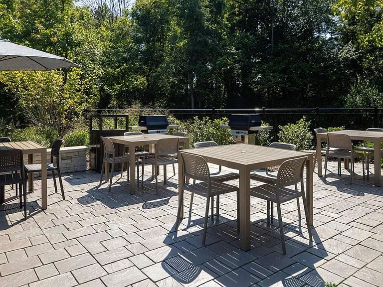 Courtyard with picnic areas and BBQ grills