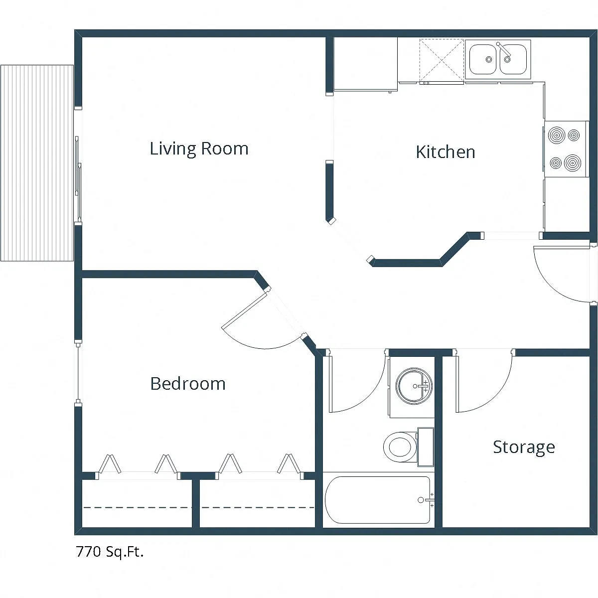 Floor plan One Bedroom 11C