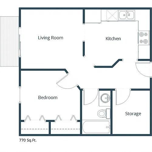 Floor plan One Bedroom 11C