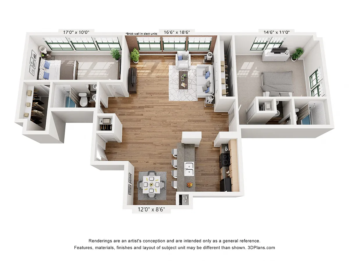 Floor plan Two Bedroom Two Bath D