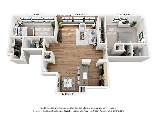 Floor plan Two Bedroom Two Bath D
