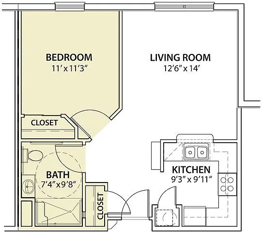 Floor plan 1 Bedroom