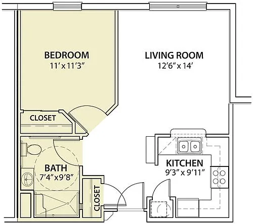 Floor plan 1 Bedroom