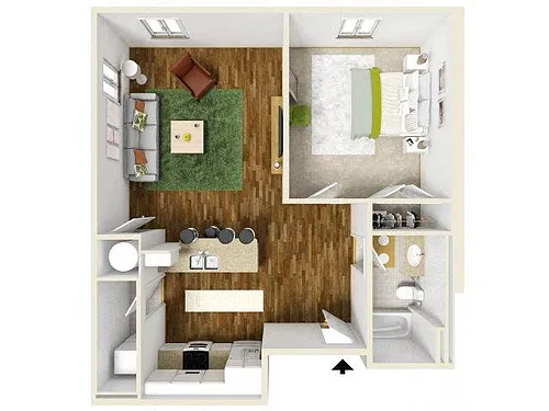 Floor plan 1 Bedroom Apartment
