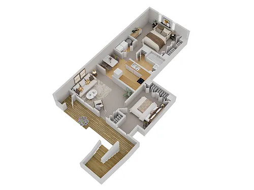Floor plan 2 Bedroom 1 Bathroom Small