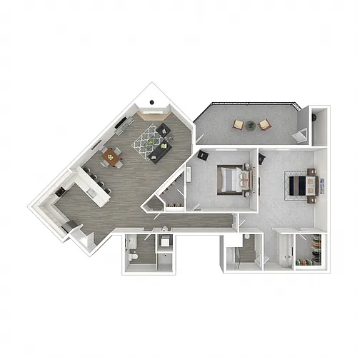 Floor plan 2 Bed, 2 Bath D