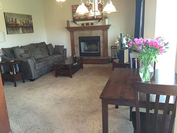 Living room with fireplace.