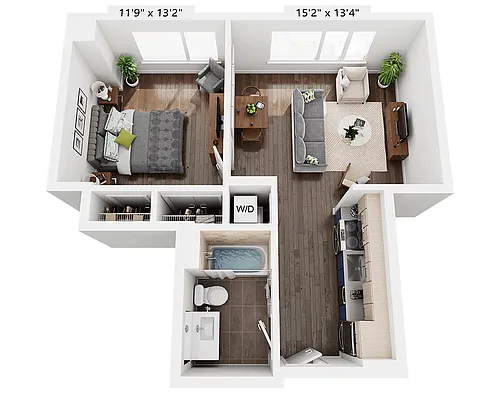 Floor plan One Bedroom A1D