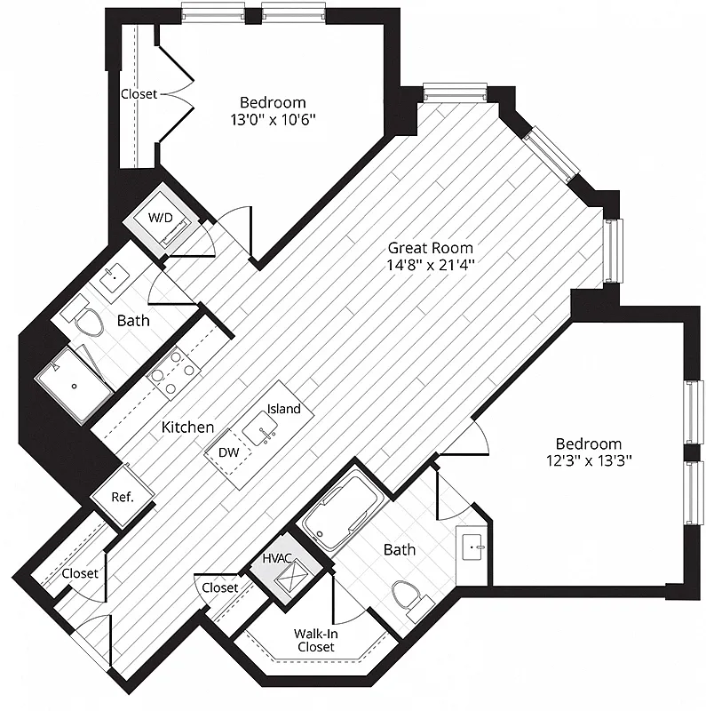 Floor plan 2 BR 2G