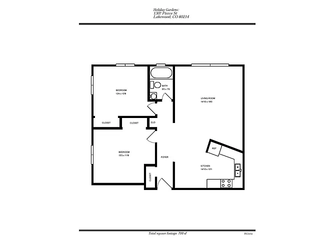 Floor plan HOLIDAY GARDENS- TWO BEDROOM ONE BATH- A