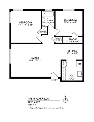 Floor plan 2 Bedroom, 1 Bath